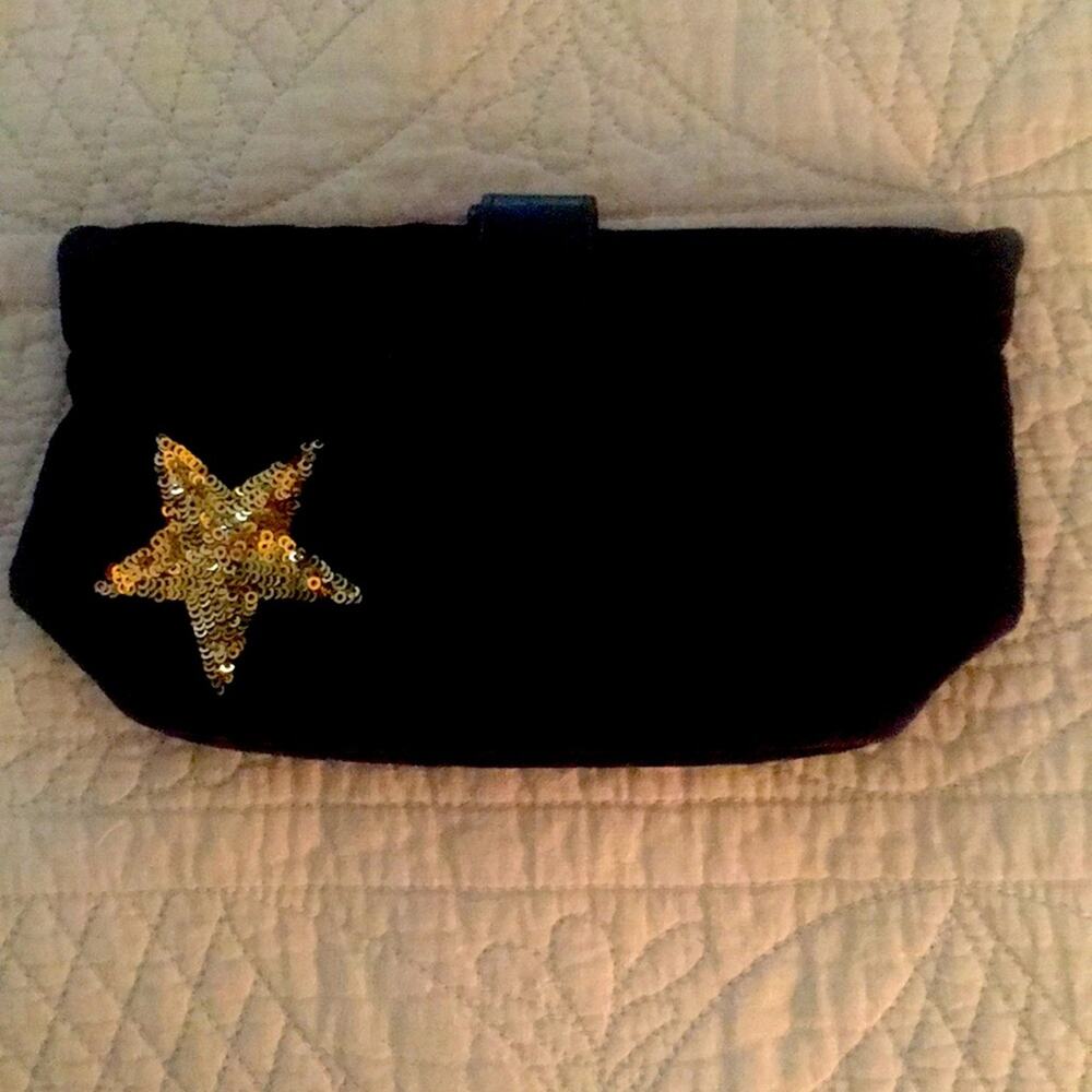 India Hicks navy blue velvet evening clutch